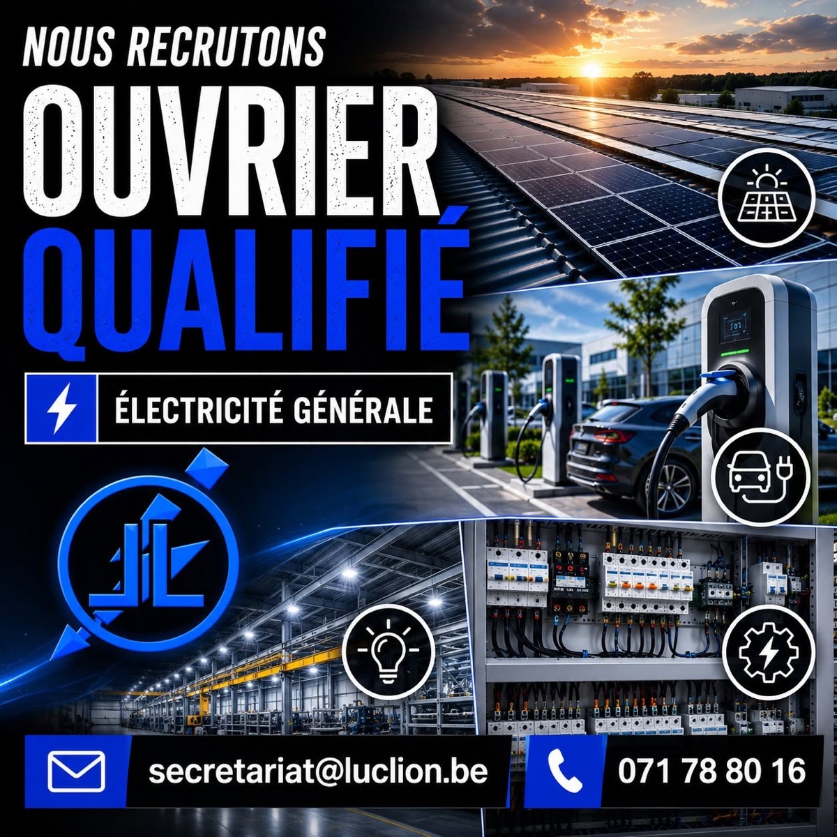 Recruitment poster: we are hiring a qualified general electricity worker